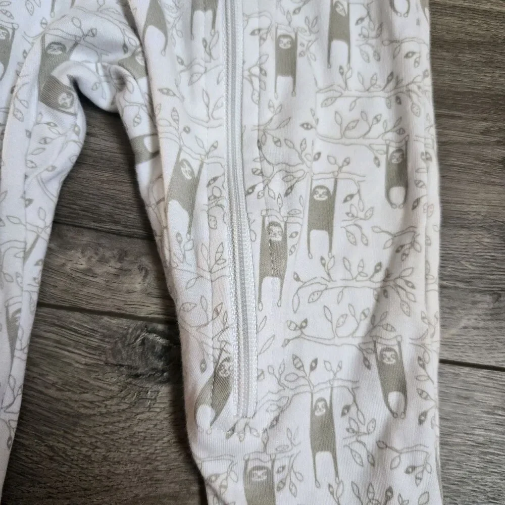 Feather Baby 6-9M 100% Pima Cotton Sloth Printable Footie Sleeper One Piece Zip